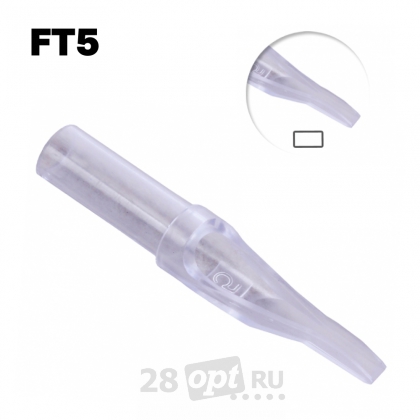 Уцененный товар Тату-наконечник Flat Professional Tip 5, Clear, коробка 50 шт.